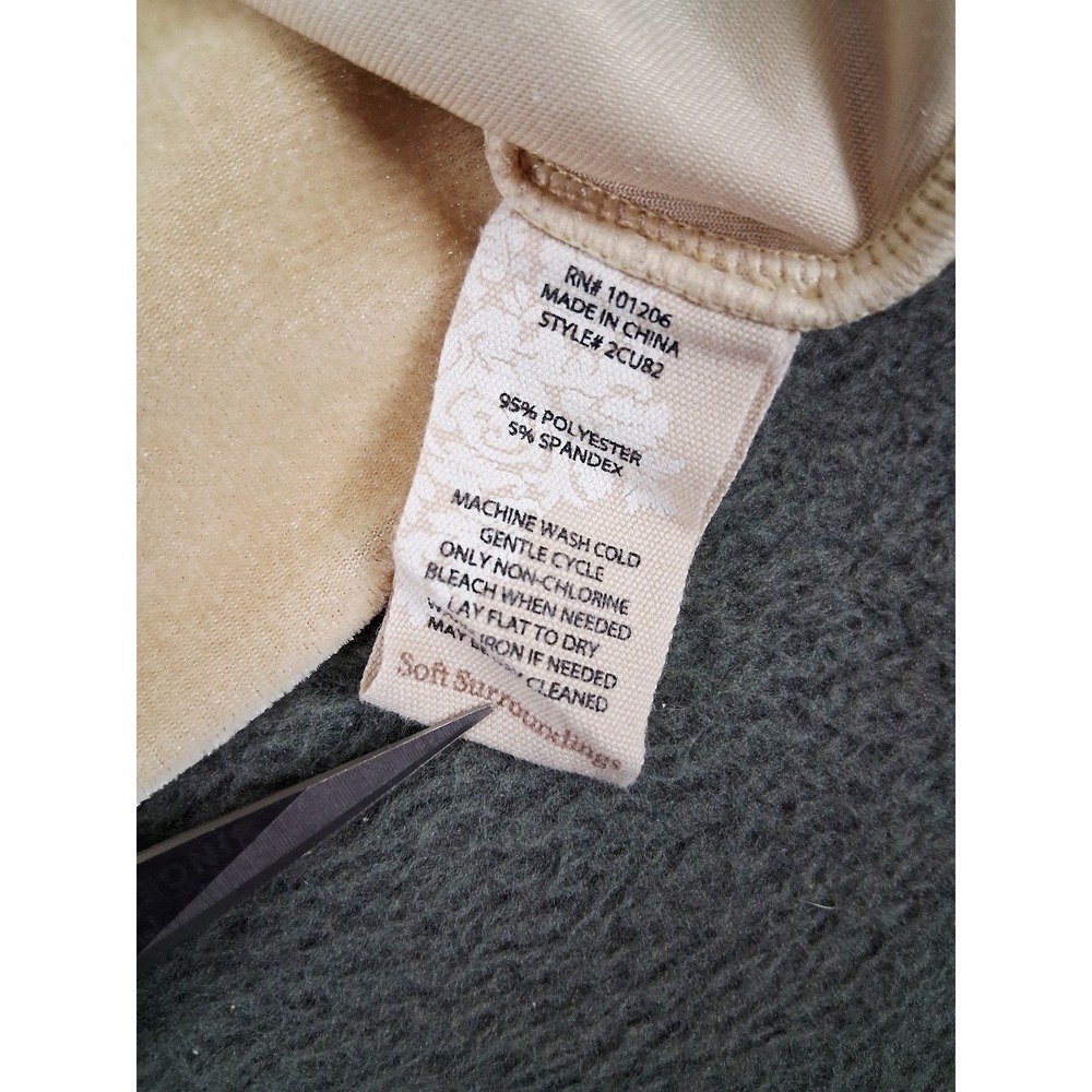 Soft Surroundings Sweater Womens Large Beige Velvet Off Shoulder Long Sleeve Top - Picture 7 of 9